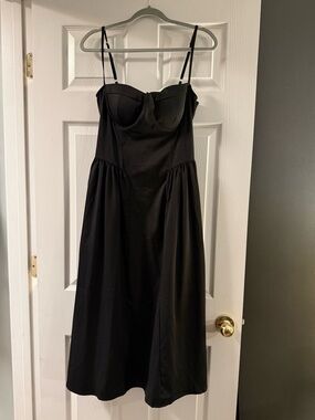 Black Spaghetti-Strap Midi Dress
